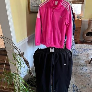 Adidas Jacket Pants Set Size L Hot Pink Black and White Stripe
